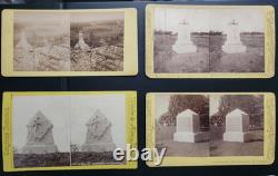 Civil War Stereoviews Gettysburg Lot of 4 monuments. Little Round Top, Cannons