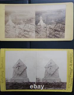 Civil War Stereoviews Gettysburg Lot of 4 monuments. Little Round Top, Cannons