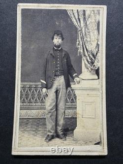 Civil War Tax Stamp CDV Union Soldier Camp Curtin Harrisburg PA Photo Tinted