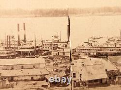 Civil War Taylor & Huntington Stereoview Photo Vicksburg Mississippi Boat Levee