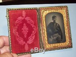 Civil War Tin Type Photograph of Civil War Union Soldier-In Hard Case-Identified