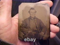 Civil War Tintype 1/6 Photograph Soldier in Uniform in 1857 Dated Fancy Case