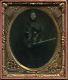 Civil War Tintype 4x Armed Cavalry Soldier With Carbine Pistols And Sword