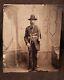 Civil War Tintype Confederate Soldier Holding Sword & Belt With Sword Hangers