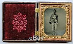 Civil War Tintype Gutta-Percha Patriotic Case Image Canteen, Backpack Kepi NICE