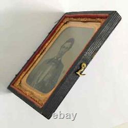 Civil War Tintype Man Wearing Cockade Secession Badge 1860s Photo Political Rare