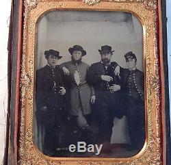 Civil War Tintype Photo Group Of Soldiers