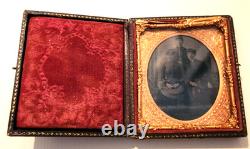 Civil War Tintype Photo, Original, Union Soldier & Women, Gutta Percha Case