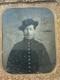 Civil War Tintype Photo Union Portrait Half Case Top Hat/campaign Hat Uniform