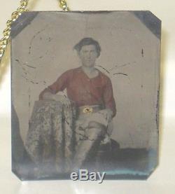 Civil War Tintype Photo of Identified Confederate Cavalry Soldier in Full Case