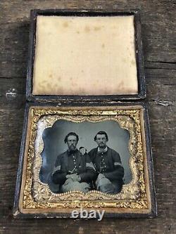 Civil War Tintype Photograph NCO Sergeant And Corporal Soldiers 1/6th Plate