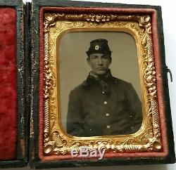 Civil War Tintype Soldier in Patriotic Flag Case