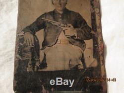 Civil War Tintype Soldier with 1860 Colt Union or Confederate