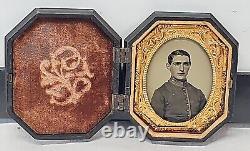 Civil War Tintype Studio Image Union Army Mounted Services Soldier Union Case