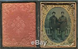 Civil War Tintype Tinted of Brothers one artillery one infantry 1/4 Plate