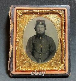 Civil War Union Army soldier, 1/9th plate, cased tintype photo revenue stamp