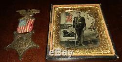Civil War Union Daguerreotype GAR medal SERIAL NUMBERED
