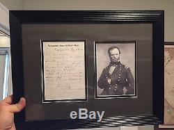 Civil War Union General WIlliam T Sherman Autograph Framed Document Photo