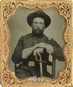 Civil War Union Soldier Armed Officer Tintype
