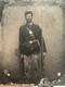 Civil War Union Soldier Tintype Armed Infantryman 1/6th Plate Photo In Case
