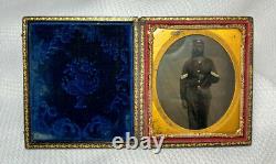 Civil War Union Soldier Tintype Corporal Calvary In A Leather Case