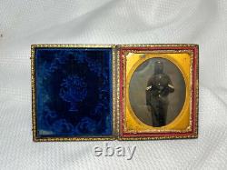 Civil War Union Soldier Tintype Corporal Calvary In A Leather Case