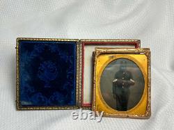 Civil War Union Soldier Tintype Corporal Calvary In A Leather Case