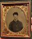 Civil War Union Soldier With Great Hat Tintype Half Case Nice Image