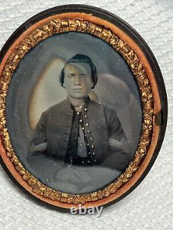 Civil War Union Solider Tintype Gutta Percha Union Oval Case