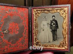 Civil War Union soldier and wife sixth plate tintype amazing image