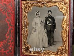 Civil War Union soldier and wife sixth plate tintype amazing image