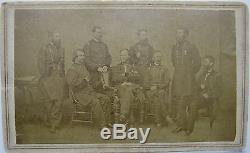 Civil War Vintage Photograph 8 Union Army Officers Meeting CDV Carte de Visite