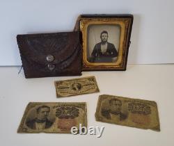 Civil War Wallet & Fractional Currency 1863, 1874, 1875 PHOTO NOT INCLUDED