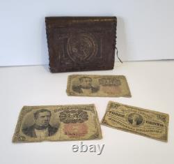 Civil War Wallet & Fractional Currency 1863, 1874, 1875 PHOTO NOT INCLUDED