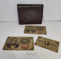 Civil War Wallet & Fractional Currency 1863, 1874, 1875 PHOTO NOT INCLUDED