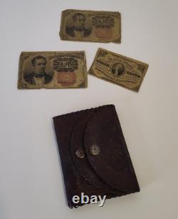 Civil War Wallet & Fractional Currency 1863, 1874, 1875 PHOTO NOT INCLUDED
