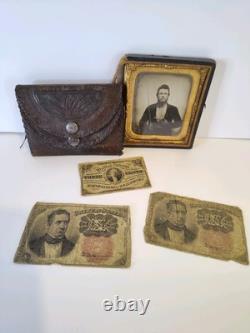 Civil War Wallet & Fractional Currency 1863, 1874, 1875 PHOTO NOT INCLUDED