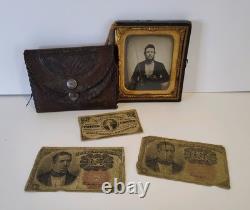 Civil War Wallet & Fractional Currency 1863, 1874, 1875 PHOTO NOT INCLUDED