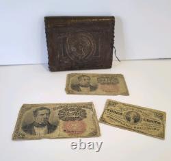 Civil War Wallet & Fractional Currency 1863, 1874, 1875 PHOTO NOT INCLUDED