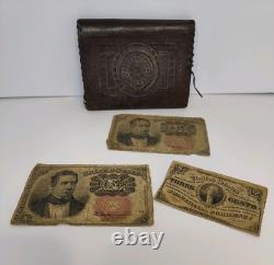 Civil War Wallet & Fractional Currency 1863, 1874, 1875 PHOTO NOT INCLUDED