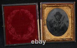 Civil War Wild West Tintype Ferrotype Photograph Gunfighter Large Bowie Knife