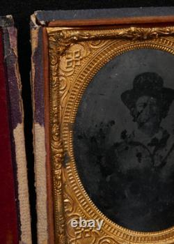 Civil War Wild West Tintype Ferrotype Photograph Gunfighter Large Bowie Knife