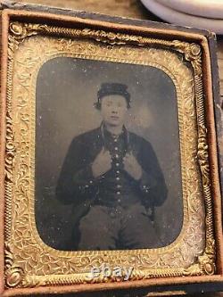 Civil War Young Union Soldier Tintype Photograph Original 1/6th plate