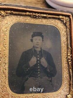 Civil War Young Union Soldier Tintype Photograph Original 1/6th plate
