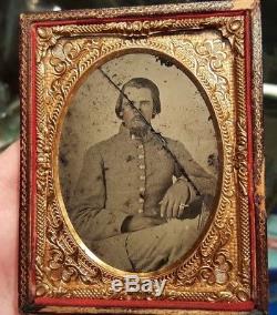 Civil War ambrotype of Confederate soldier -cracked but all there and rare image