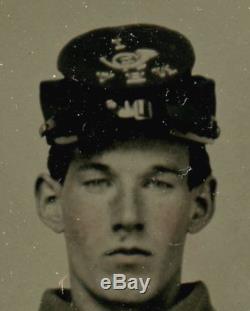 Civil War ambrotype of New Hampshire soldier with hat initials super image