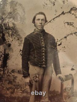 Civil War cracked Ambrotype of Mounted Musician/Bugler