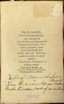 Civil War-era CDV Falls of Minnehaha, MN, period inscription about arrowheads