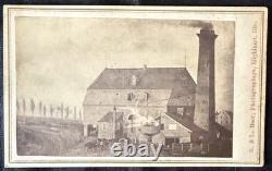 Civil War-era CDV painting of factory or barn, Highland, Illinois, E. & L. Baer