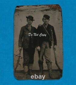 Civil War era Tintype- 2 men with rifles- soldiers scouts Hunters 20% off sale